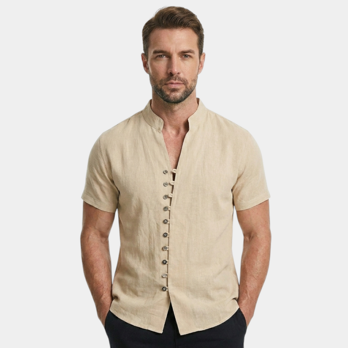 Men's Short-Sleeve Shirt Button-Up Collared Casual Holiday Beach Smart-Casual Relaxed Everyday Preston