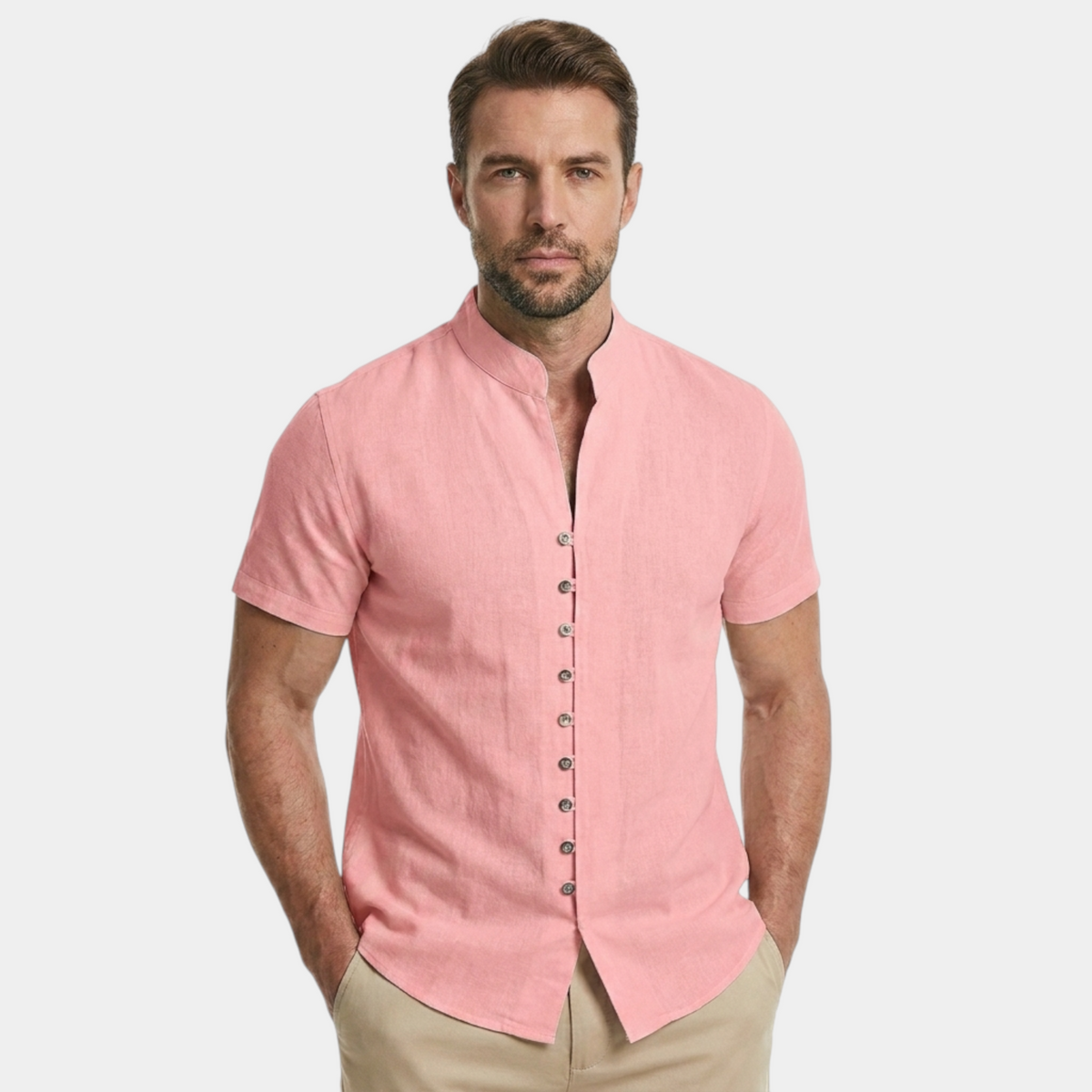 Men's Short-Sleeve Shirt Button-Up Collared Casual Holiday Beach Smart-Casual Relaxed Everyday Preston