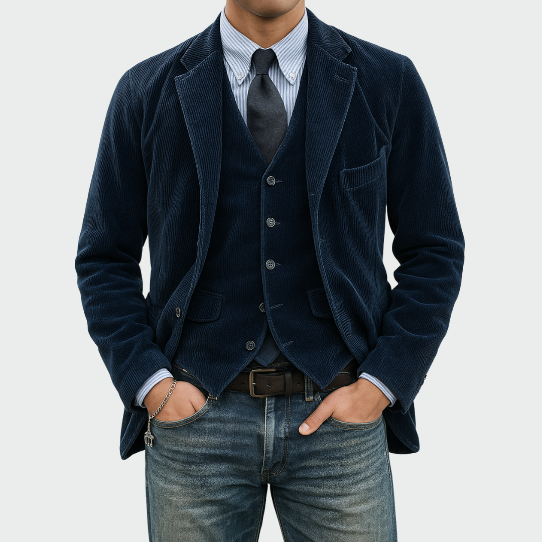 Men's Blazer Set Two-Piece Tailored Modern Smart-Casual Formal Wedding Business Occasion Everyday Elegant