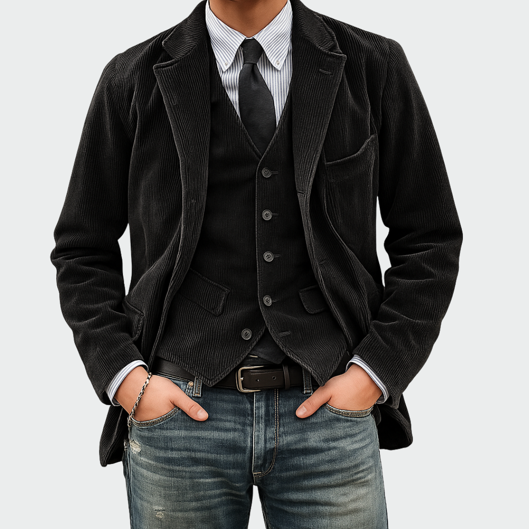 Men's Blazer Set Two-Piece Tailored Modern Smart-Casual Formal Wedding Business Occasion Everyday Elegant