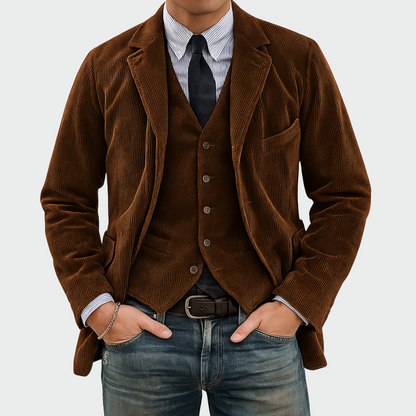 Men's Blazer Set Two-Piece Tailored Modern Smart-Casual Formal Wedding Business Occasion Everyday Elegant