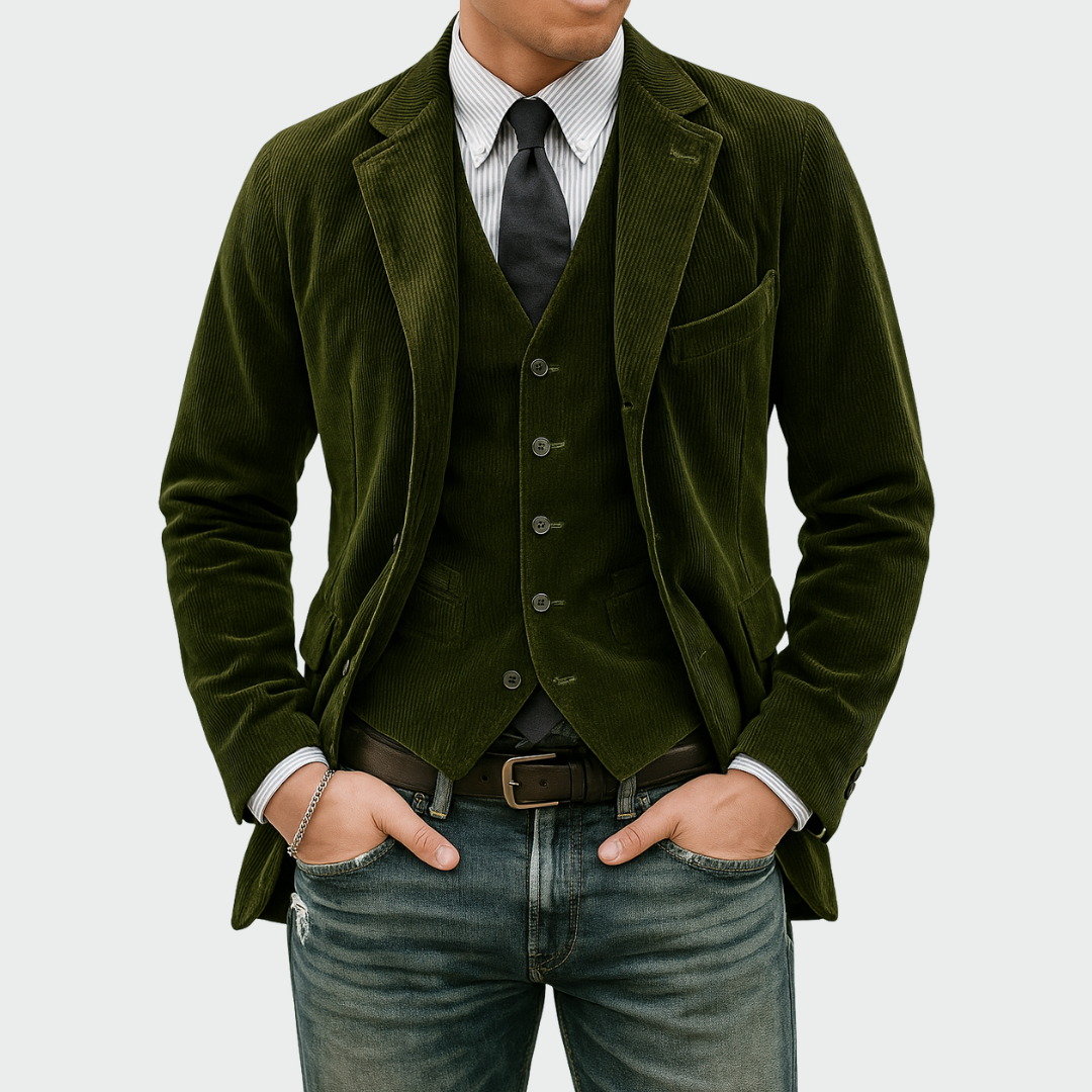 Men's Blazer Set Two-Piece Tailored Modern Smart-Casual Formal Wedding Business Occasion Everyday Elegant