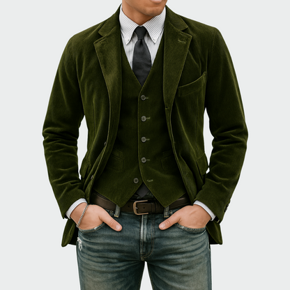Men's Blazer Set Two-Piece Tailored Modern Smart-Casual Formal Wedding Business Occasion Everyday Elegant