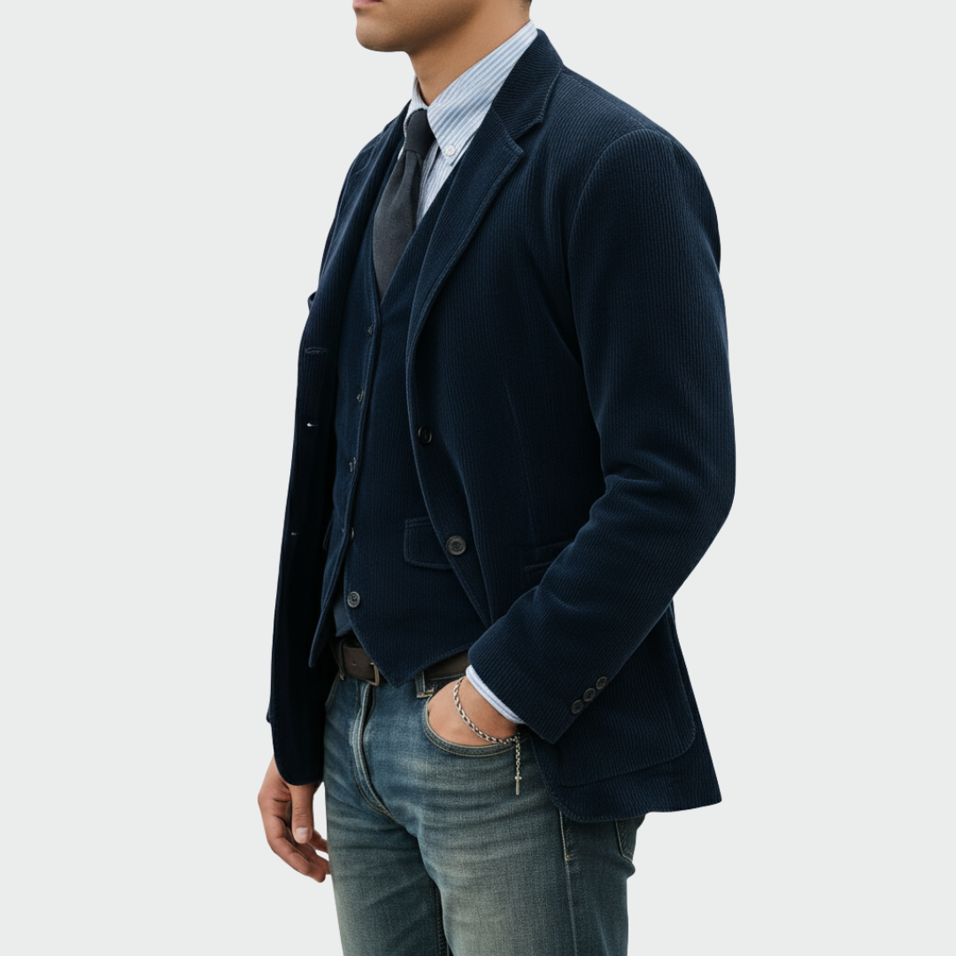 Men's Blazer Set Two-Piece Tailored Modern Smart-Casual Formal Wedding Business Occasion Everyday Elegant