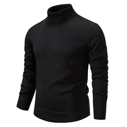 Men's Knit Turtleneck Sweater Slim Fit Long-Sleeve Ribbed Roll-Neck Casual Smart-Casual Layering Autumn Winter Everyday Wear