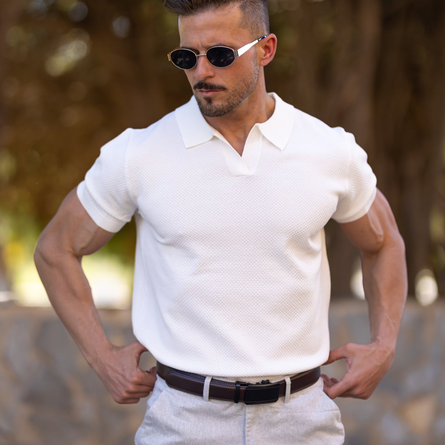 Men's Mesh Polo Shirt Short-Sleeve Collared Breathable Textured Casual Smart-Casual Everyday Golf Sport Regular Fit Osgood