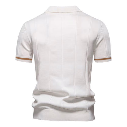 Men's Quarter-Zip Polo Shirt Short-Sleeve Collared Ribbed Casual Smart-Casual Everyday Golf Sport Regular Fit Weller