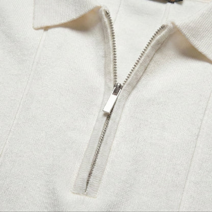 Men's Quarter-Zip Polo Shirt Short-Sleeve Collared Ribbed Casual Smart-Casual Everyday Golf Sport Regular Fit Weller