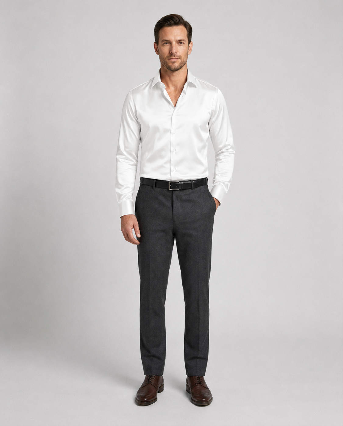 Men's Classic Shirt Button-Up Collared Casual Smart-Casual Office Everyday Relaxed Fit Versatile Long-Sleeve Ashford